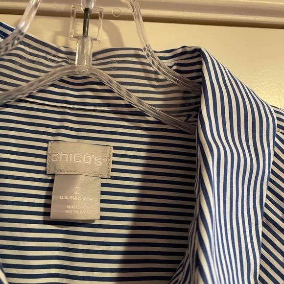 Chico’s Striped Ruffle-Front Tunic Shirt - Picture 4 of 7